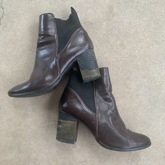 H&M Brown Leather Heeled Ankle Booties - Picture 11 of 13